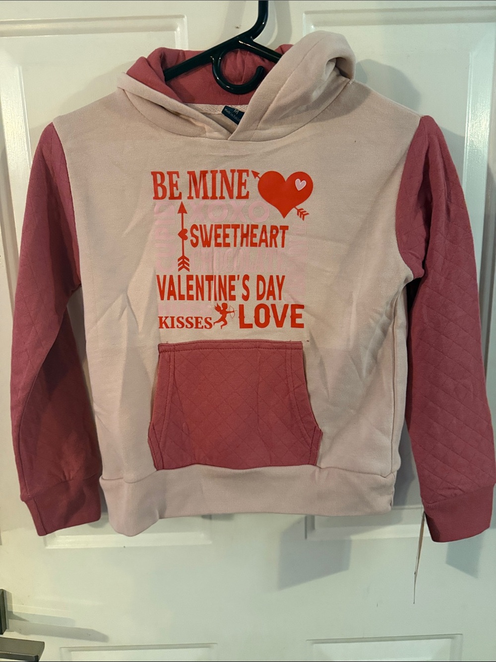 MV Sport Two-Tone Pink Quilted Sleeve Hoodie